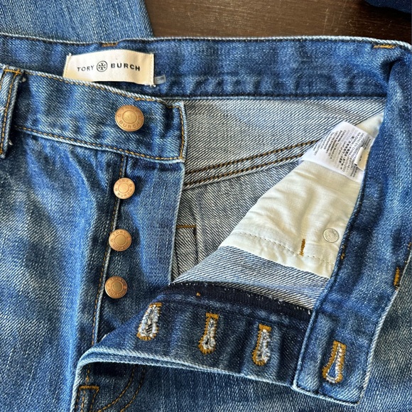Tory Burch High Rise Cropped Vintage Wash Fragile Premium Selvedge Jeans 27 - Picture 10 of 14